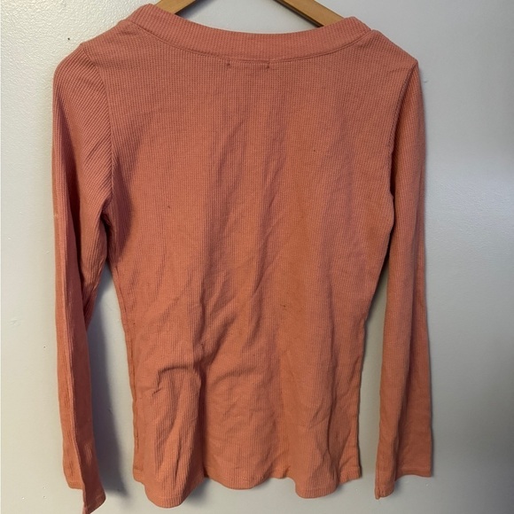 0424-29 Pink Waffle Vneck Long Sleeve Top - Picture 5 of 5